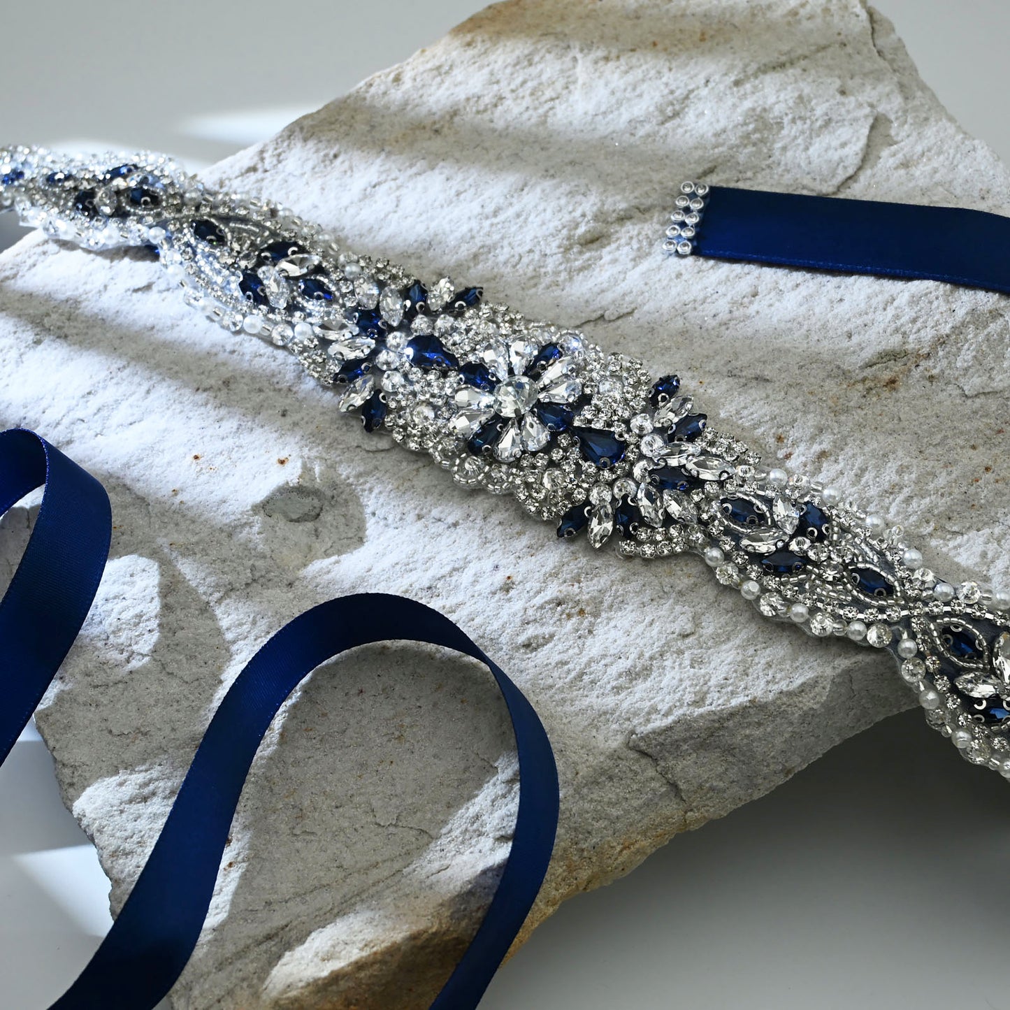 Bridella BS119ML Ivory Rhinestone & Pearl Belt