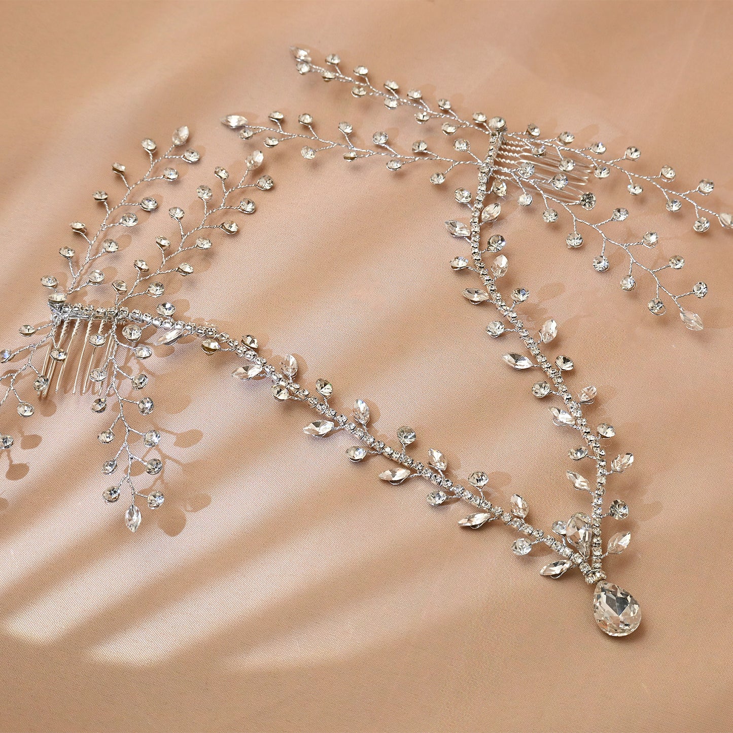 Bridella BHP466-S Silver Rhinestone & Pearl Tiara