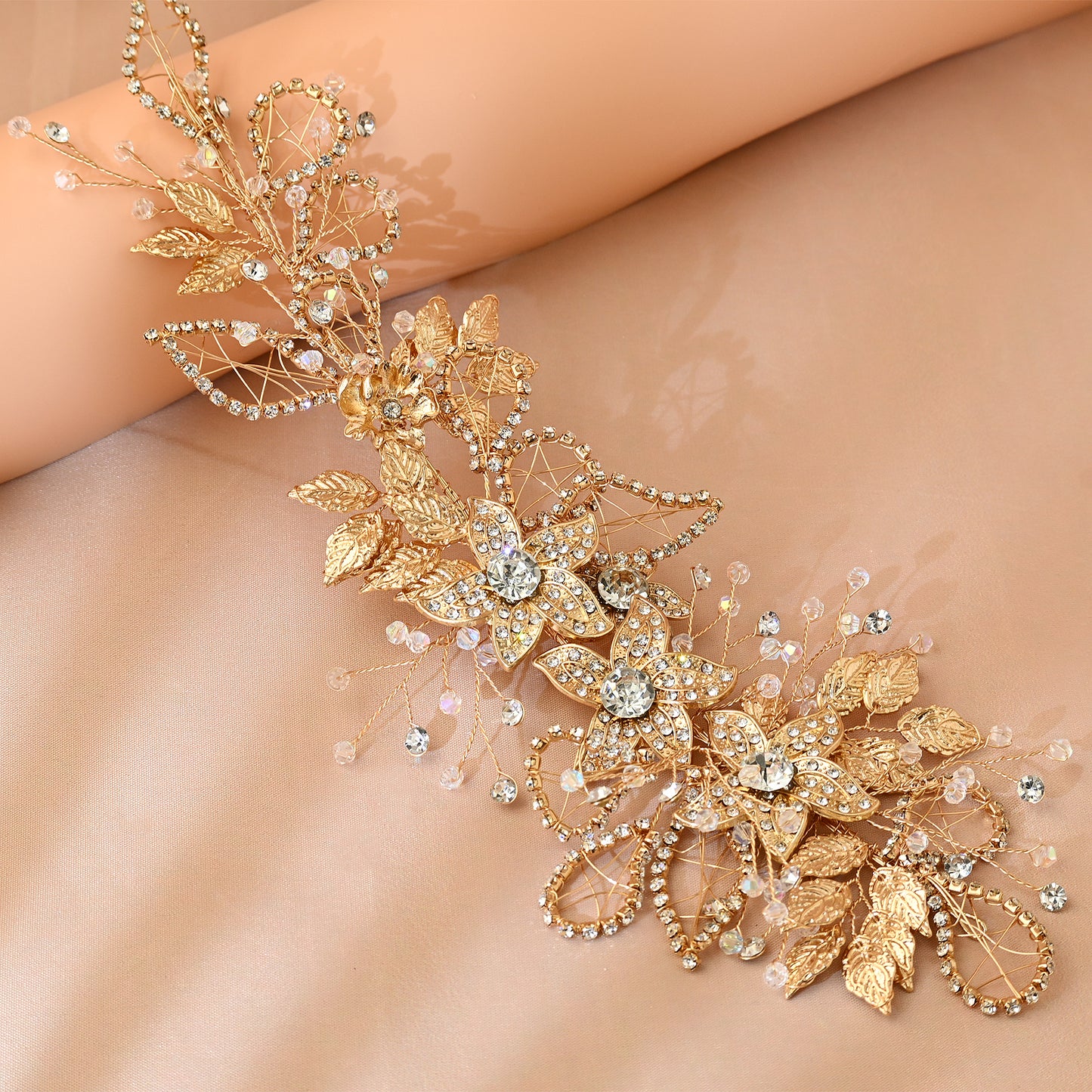 Bridella BHP282-G Gold Rhinestone Headband