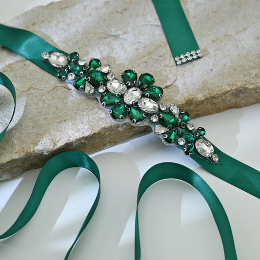 Bridella BS45KL Green Rhinestone Belt