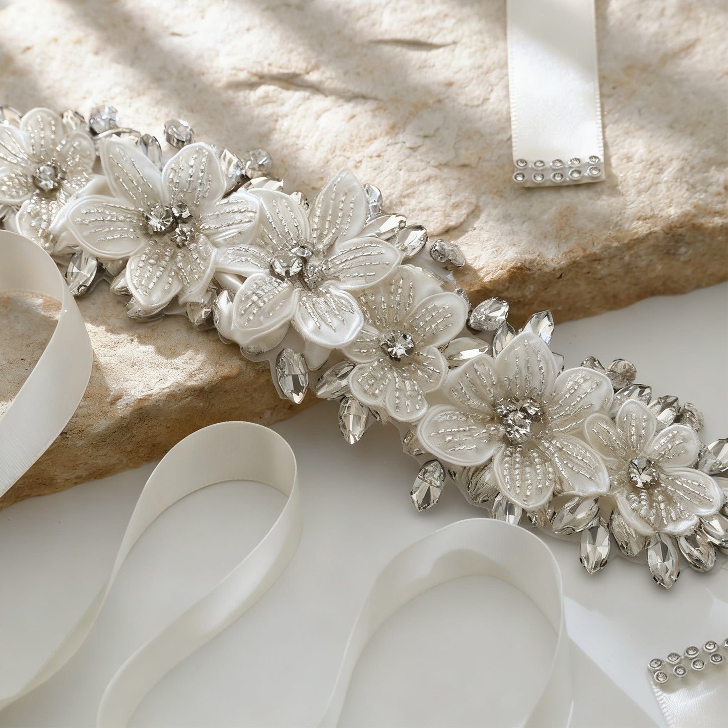 Bridella BS63 Off White Rhinestone Belt