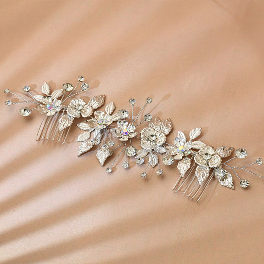 Bridella BHP523-S Silver Rhinestone & Pearl Tiara