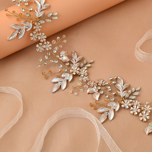 Bridella BHP278-G Gold Rhinestone & Pearl Headband