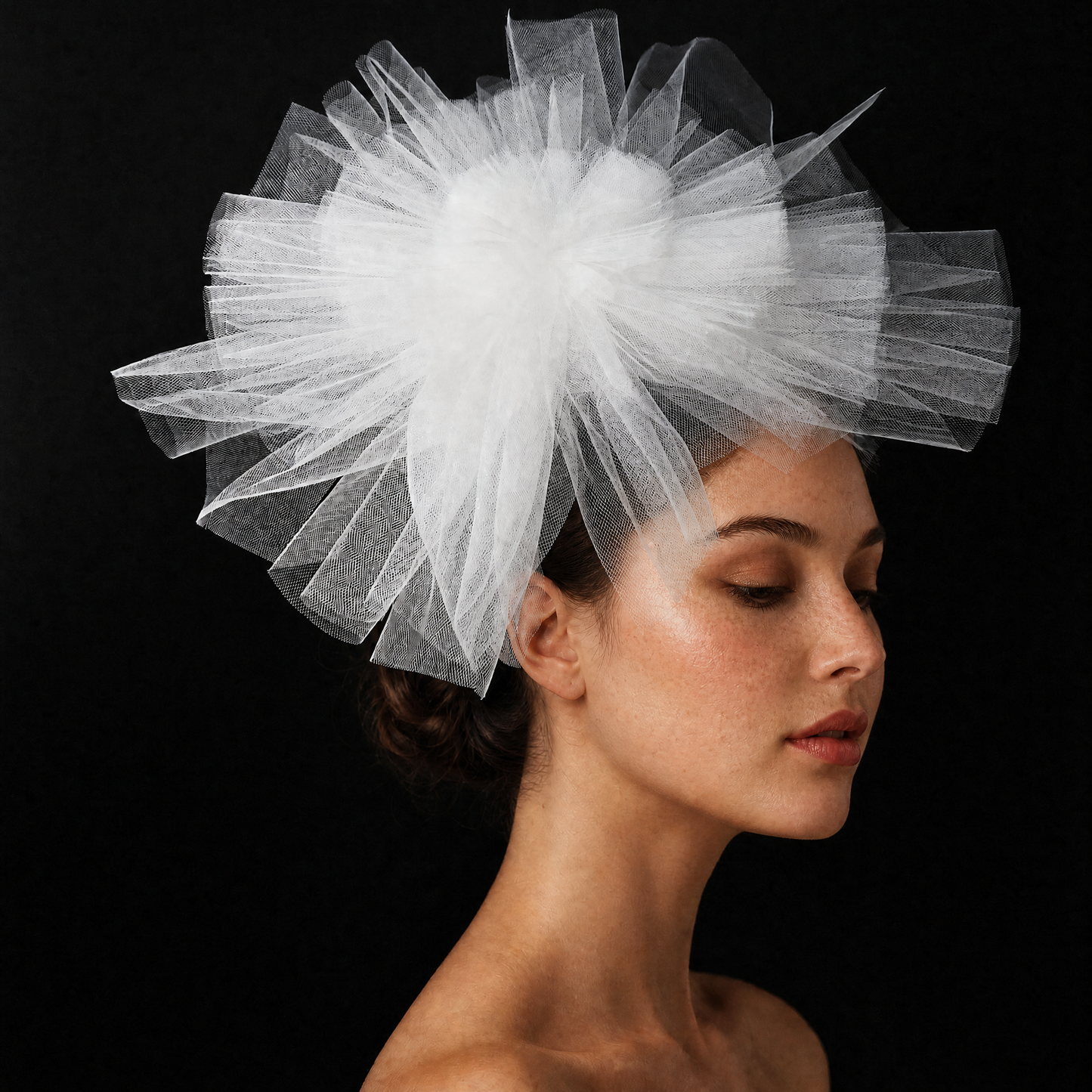 Floral Bridal Blusher Veil Multi Layer Wedding Headband Short Veil White - Bridella BMA01-I