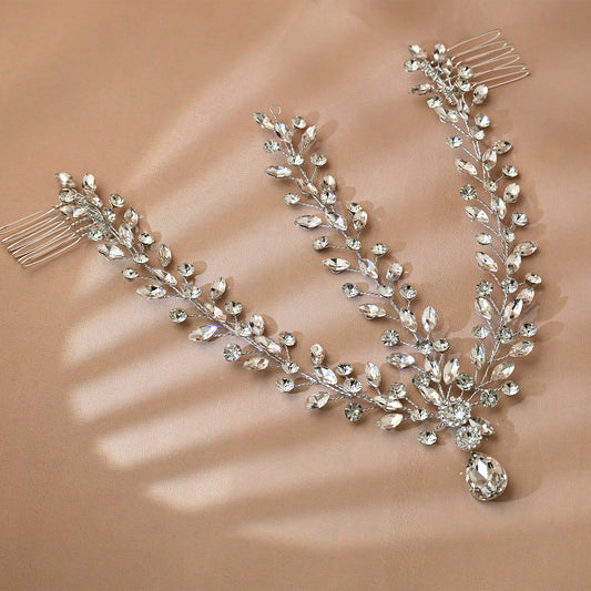 Bridella BHP541-S Silver Rhinestone Hair Comb