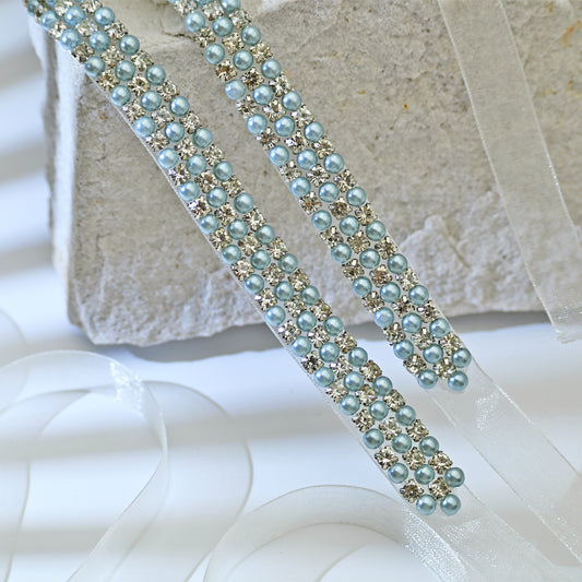 Ivory Rhinestone Pearl Bridal Sash Wedding Dress Belt – Bridella BS134L