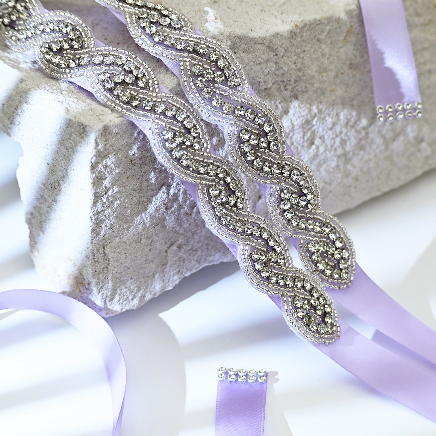 Purple Crystal Rhinestone Wedding Dress Belt Bridal Sash BS62 Bridella