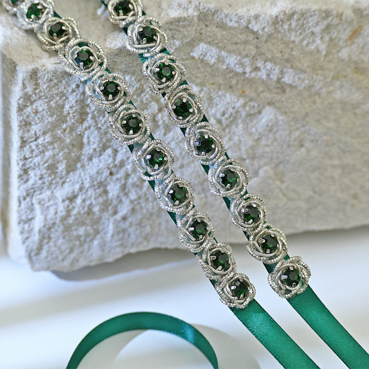 Green Rhinestone Bridal Belt Sash for Wedding - Bridella BS143KL