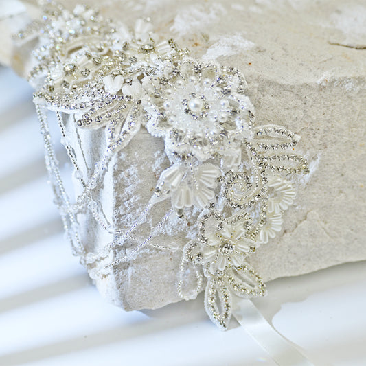 Off White Rhinestone Pearl Bridal Belt Wedding Sash – Bridella BS80