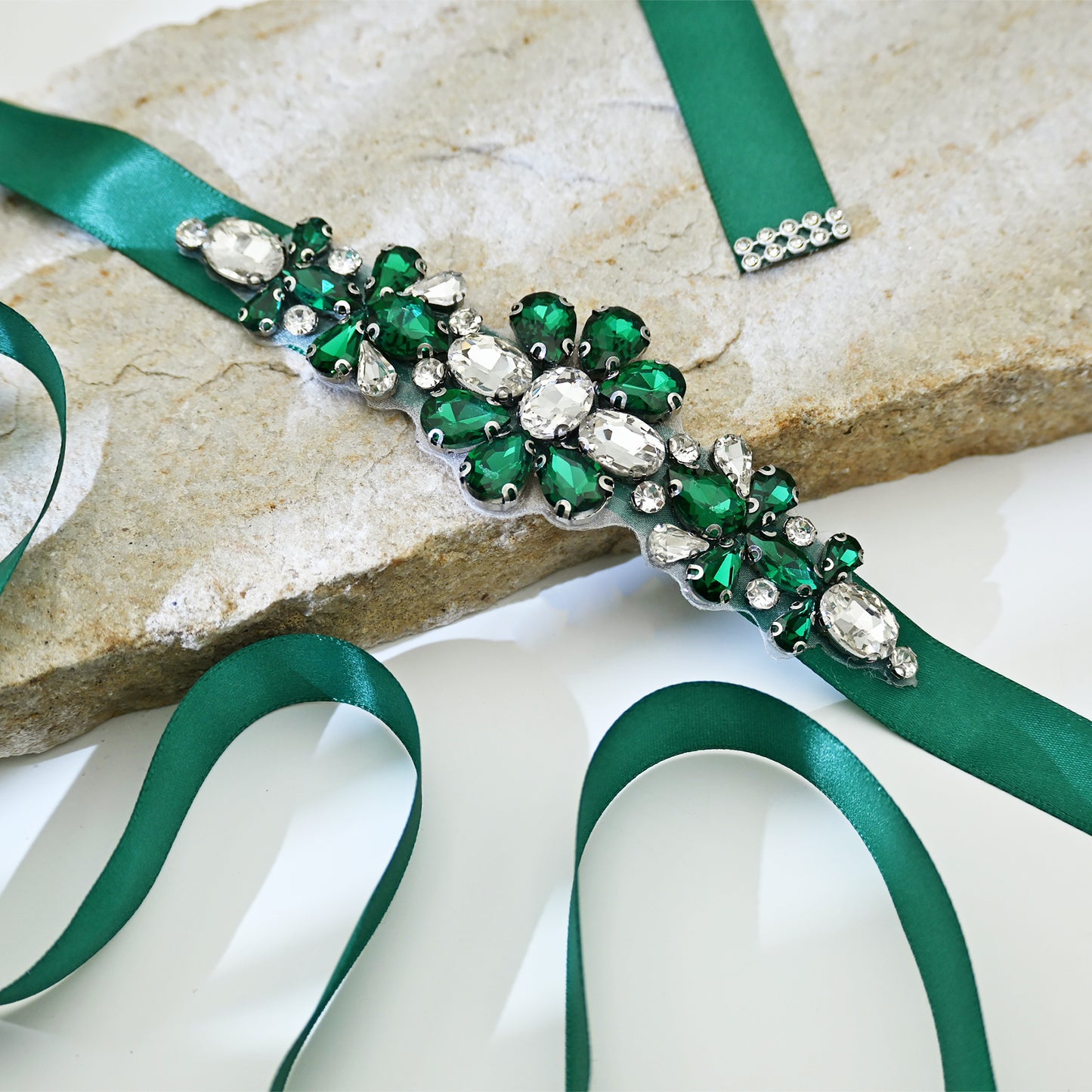 Green Rhinestone Bridal Belt Wedding Sash – Bridella BS45KL