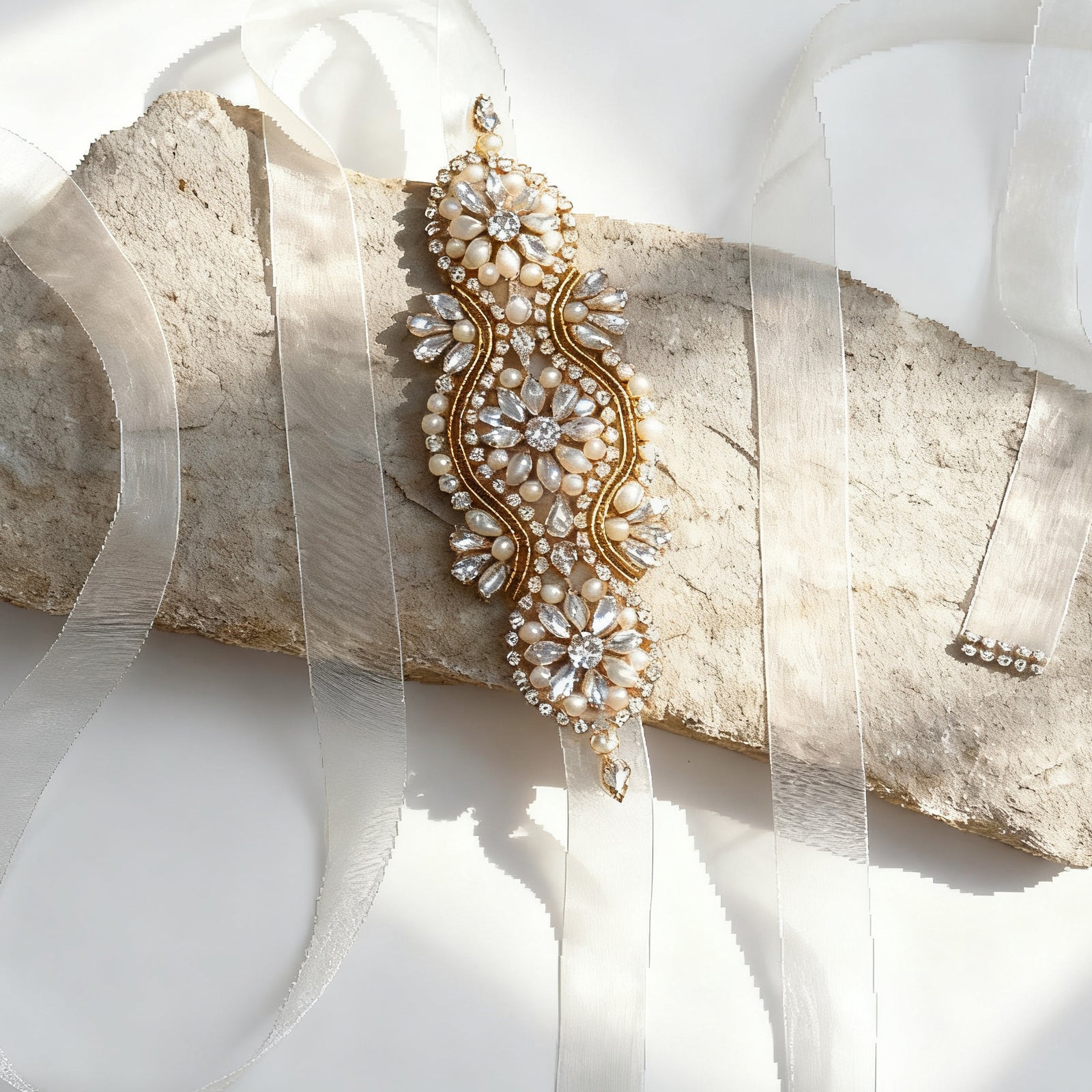 BS05RG rose gold rhinestone pearl belt