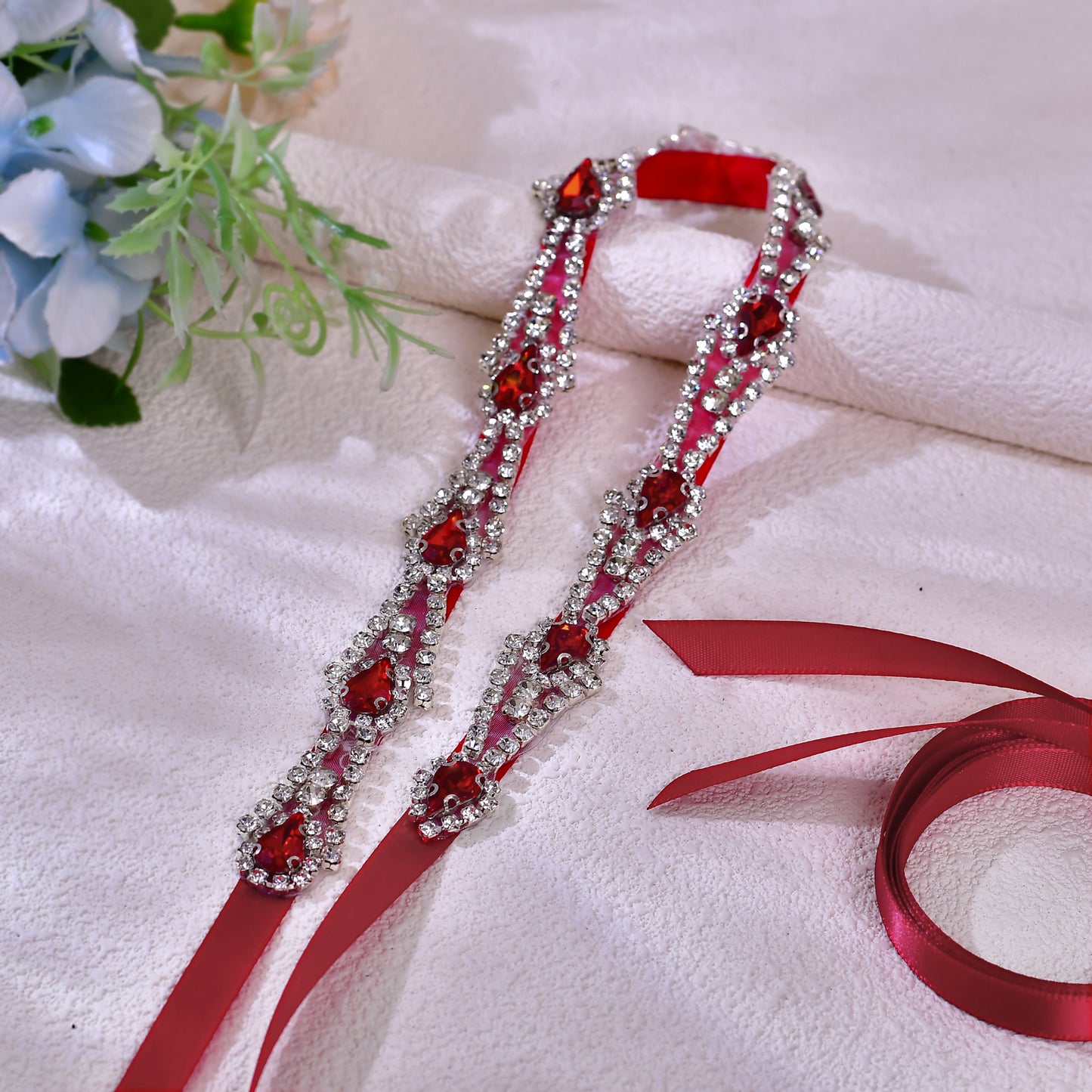 BRIDELLA BS31R Diamond Dress Belt Halloween Party Costume Belt New Red