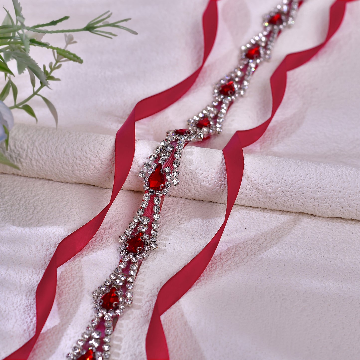 BRIDELLA BS31R Diamond Dress Belt Halloween Party Costume Belt New Red