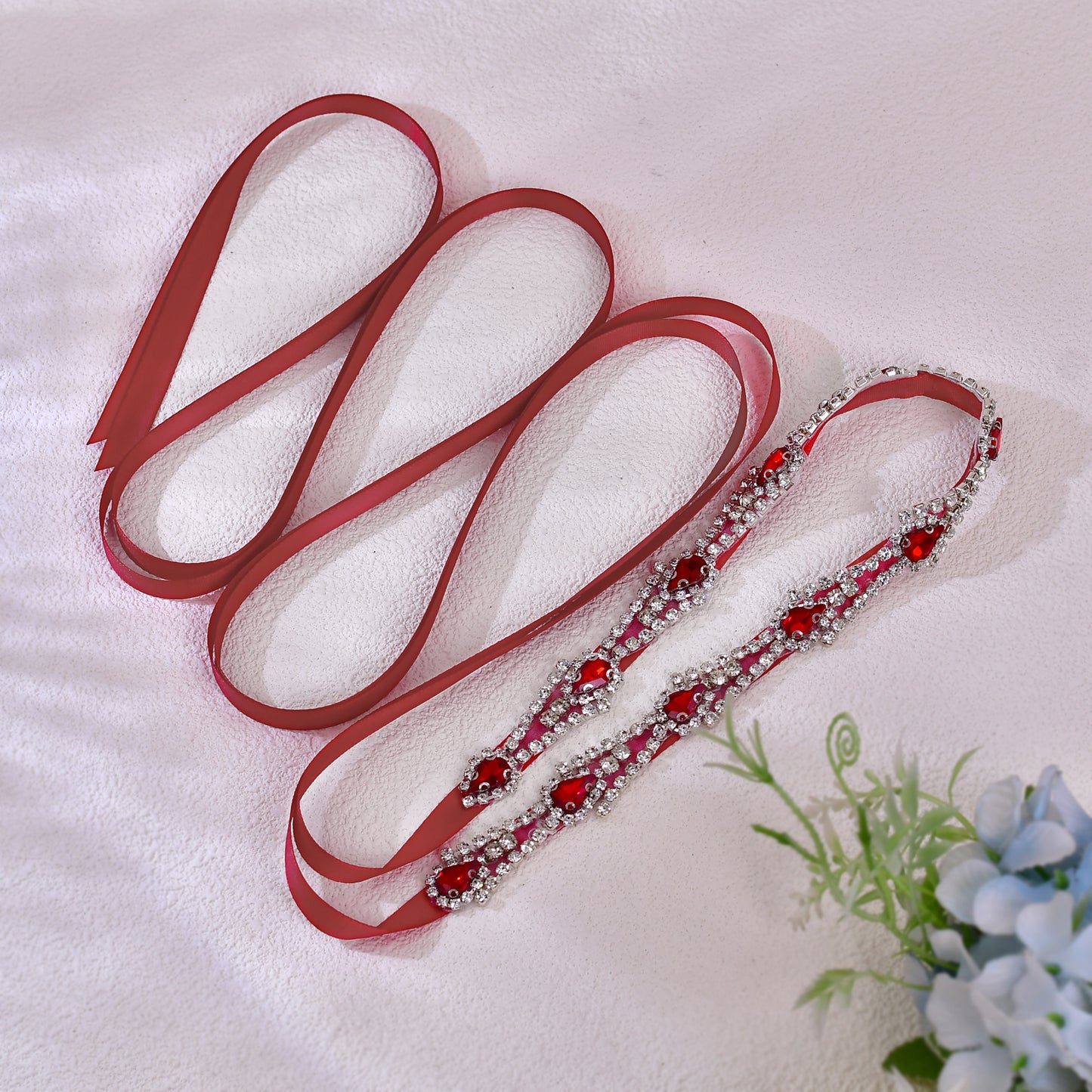 BRIDELLA BS31R Diamond Dress Belt Halloween Party Costume Belt New Red