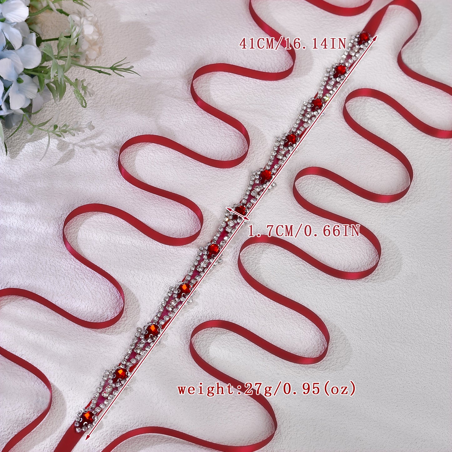 BRIDELLA BS31R Diamond Dress Belt Halloween Party Costume Belt New Red
