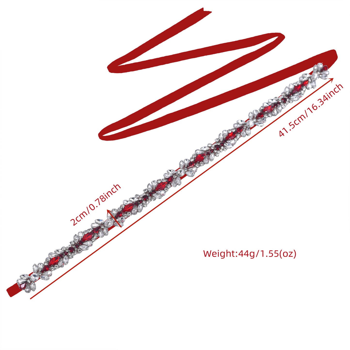 BRIDELLA BS43R Burgundy Diamond Party Dress Belt Elegant Wedding Womens Belt Waist Decoration