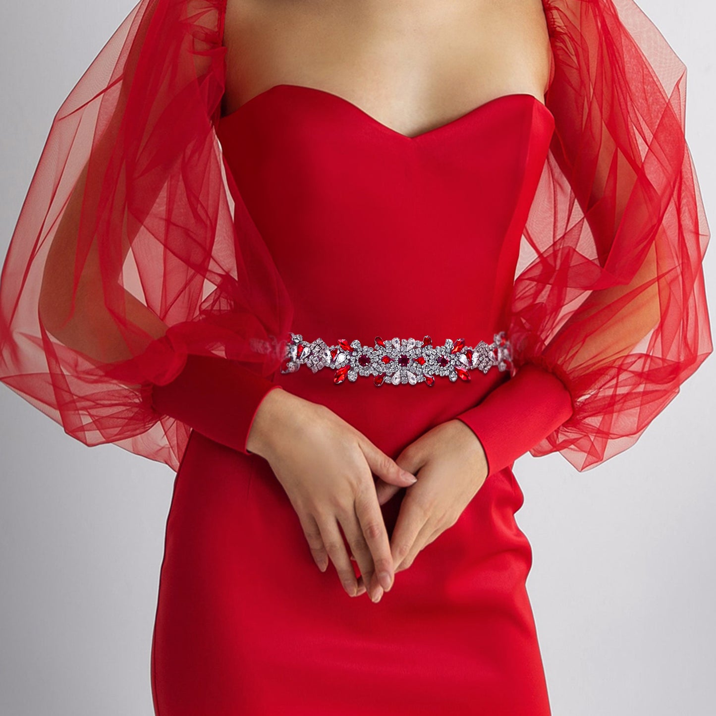 BRIDELLA BS51 New Style Dress Belts Elegant Burgundy Diamond Party Dress Womens Belts