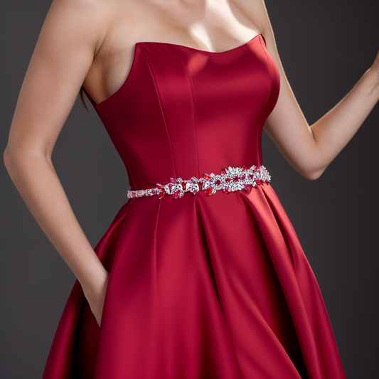 BRIDELLA BS51 New Style Dress Belts Elegant Burgundy Diamond Party Dress Womens Belts