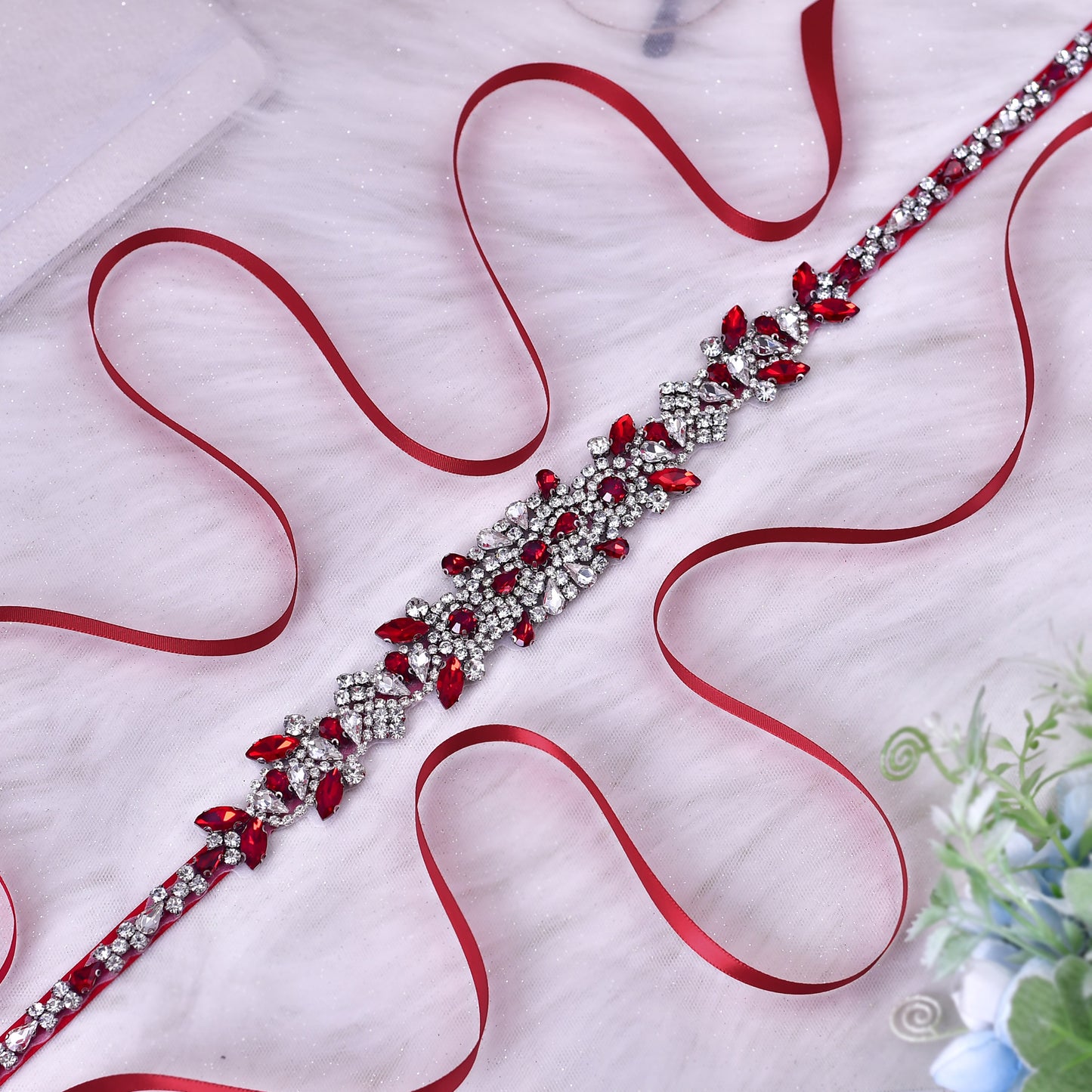 BRIDELLA BS51 New Style Dress Belts Elegant Burgundy Diamond Party Dress Womens Belts