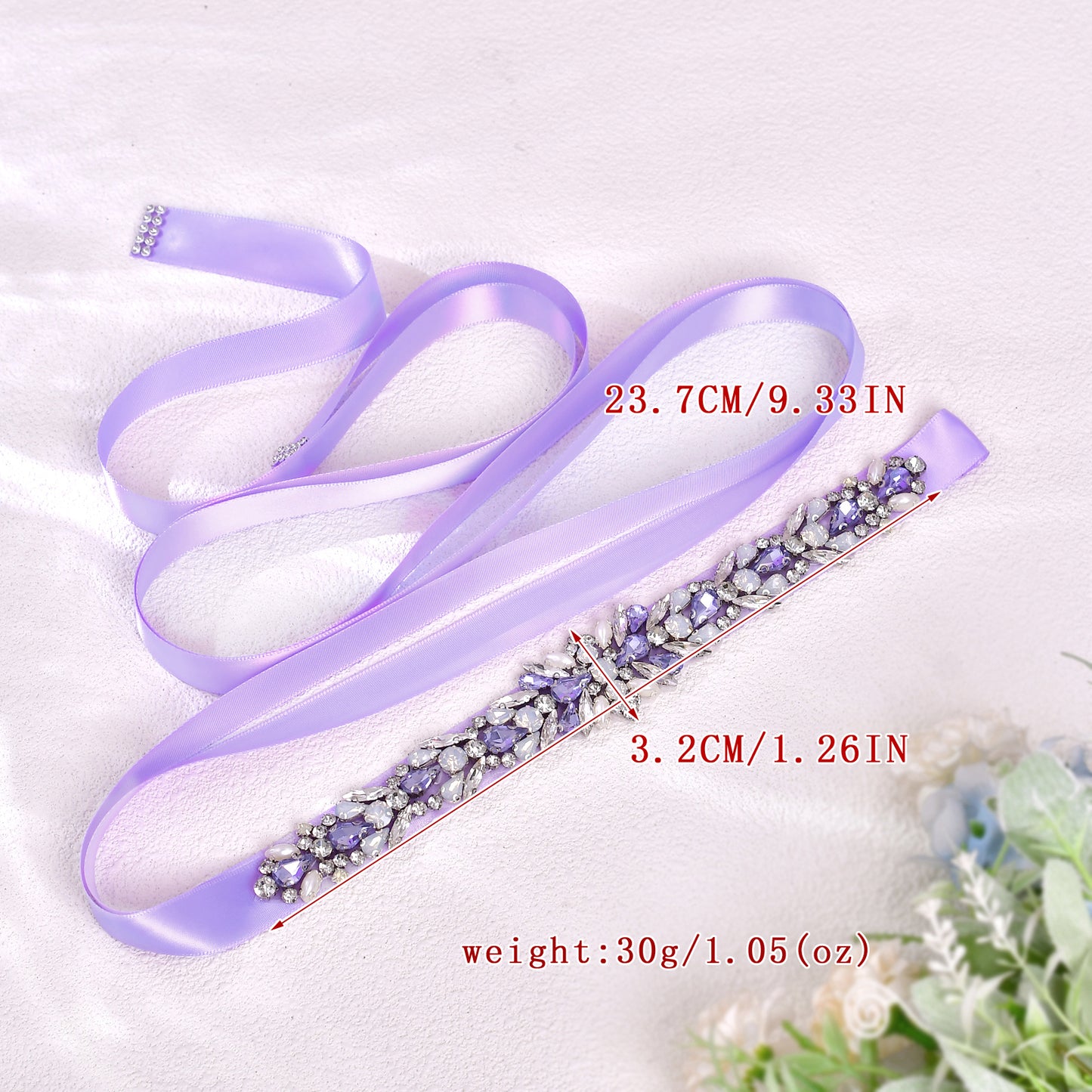 BRIDELLA BS57-LA American Wedding Belts Romantic Lavender Purple Rhinestone Party Dress Womens Belt