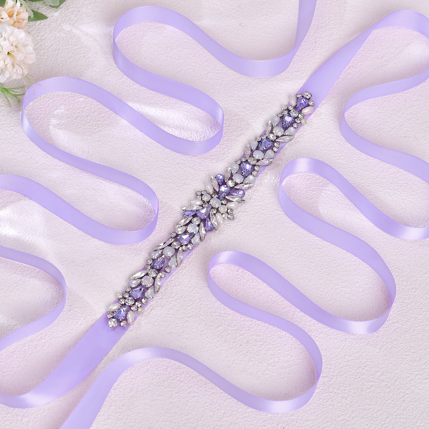 BRIDELLA BS57-LA American Wedding Belts Romantic Lavender Purple Rhinestone Party Dress Womens Belt