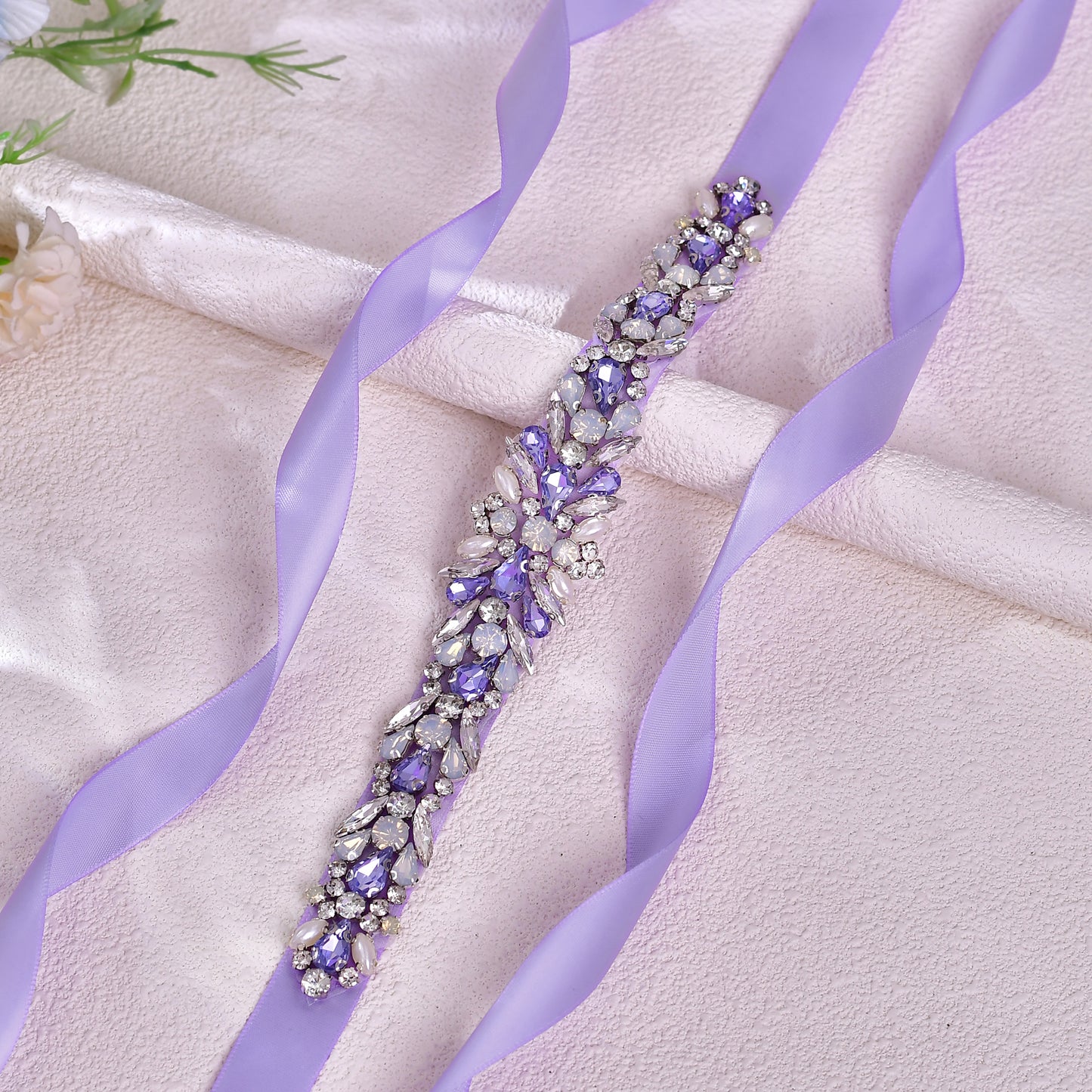 BRIDELLA BS57-LA American Wedding Belts Romantic Lavender Purple Rhinestone Party Dress Womens Belt