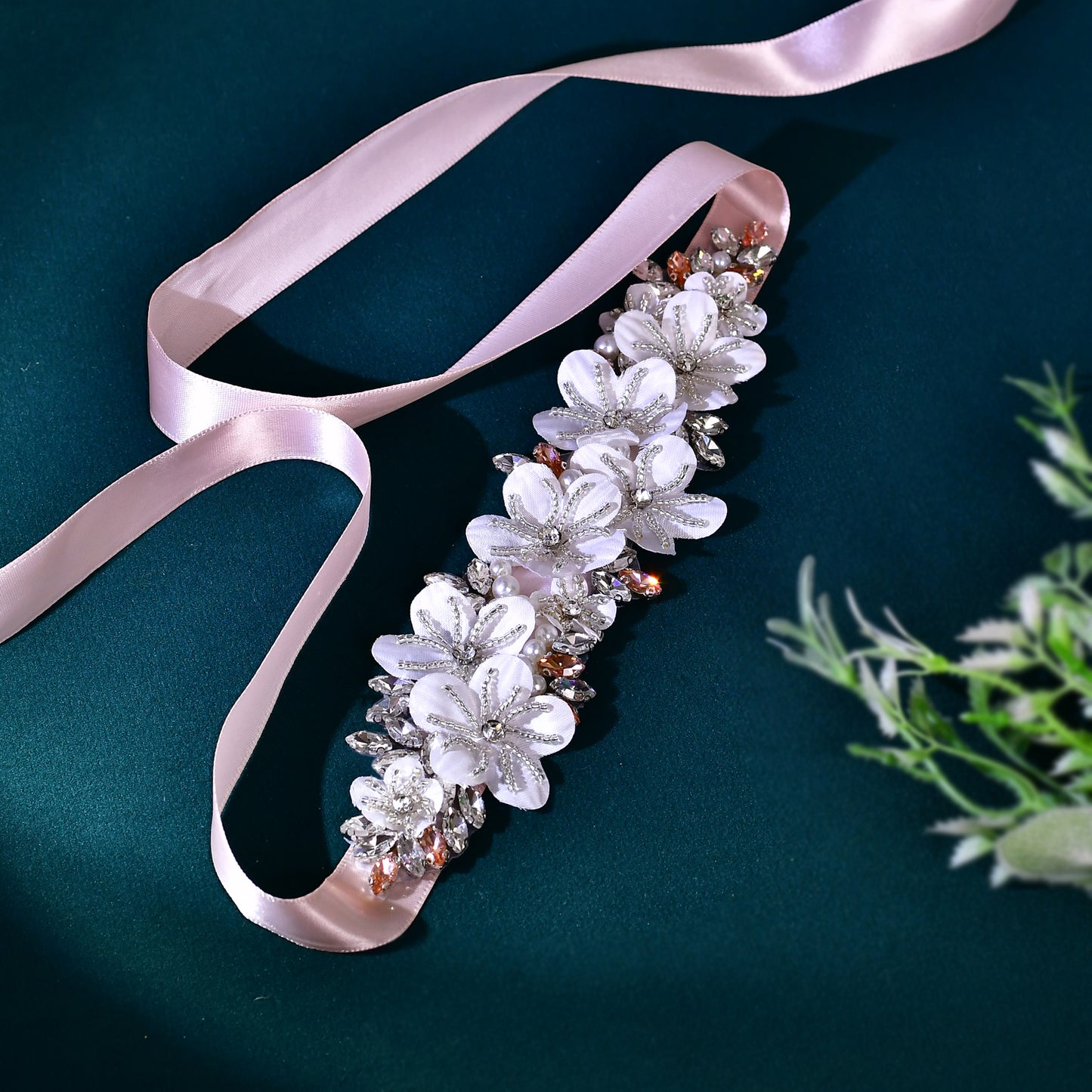 BRIDELLA BS64 Bridesmaid Dress Belt Fresh Flower Elegant Retro Fan Belt Decoration Suitable For Pai
