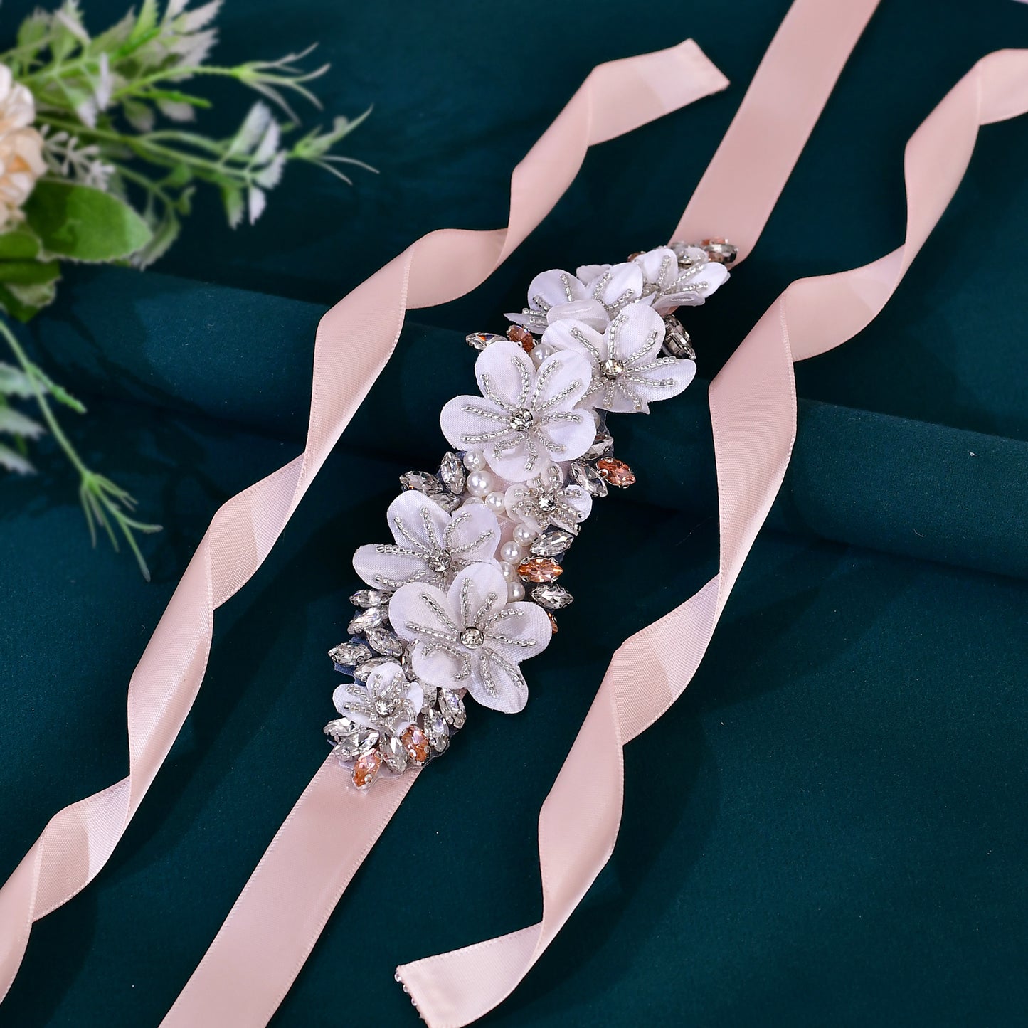 BRIDELLA BS64 Bridesmaid Dress Belt Fresh Flower Elegant Retro Fan Belt Decoration Suitable For Pai