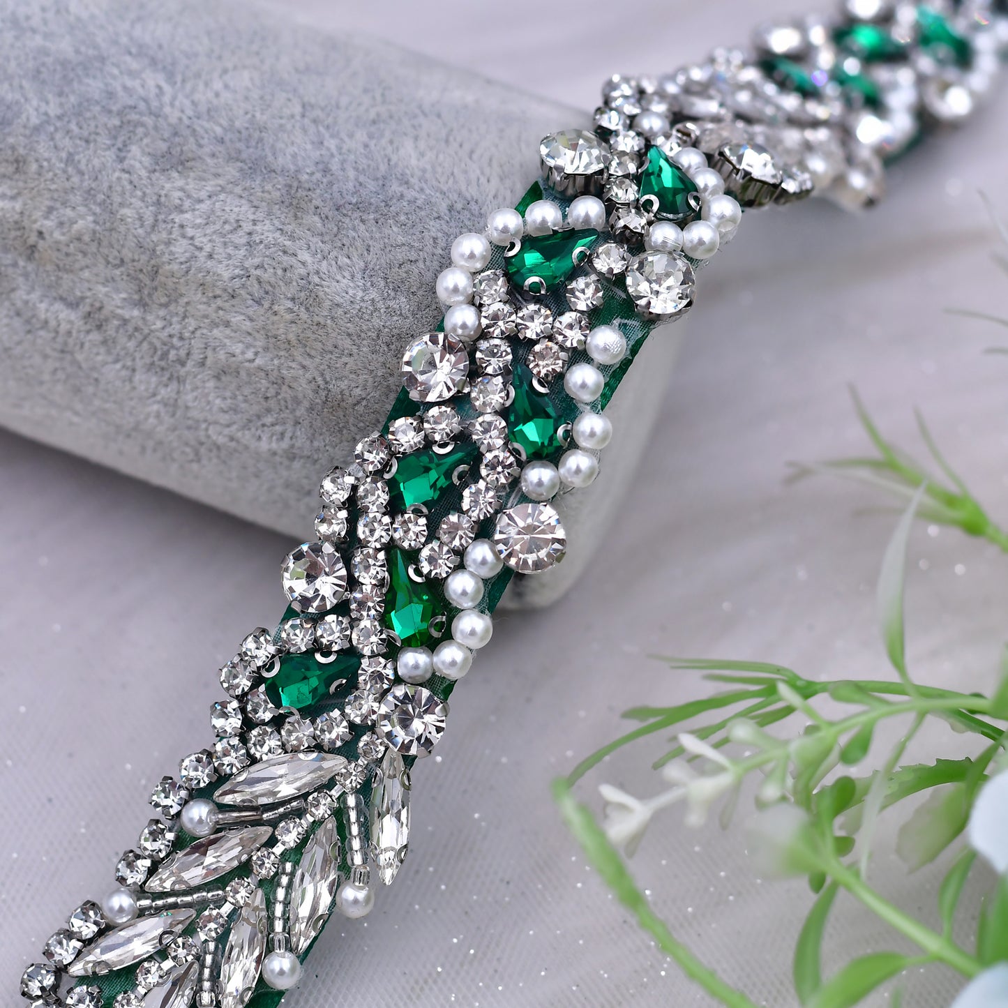 BRIDELLA BS100KL Emerald Wedding Belt Womens Dress Diamond Belt Female Guest Dress Clothing Tie Belt