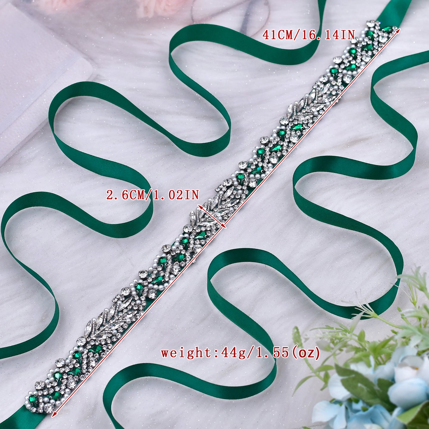 BRIDELLA BS100KL Emerald Wedding Belt Womens Dress Diamond Belt Female Guest Dress Clothing Tie Belt