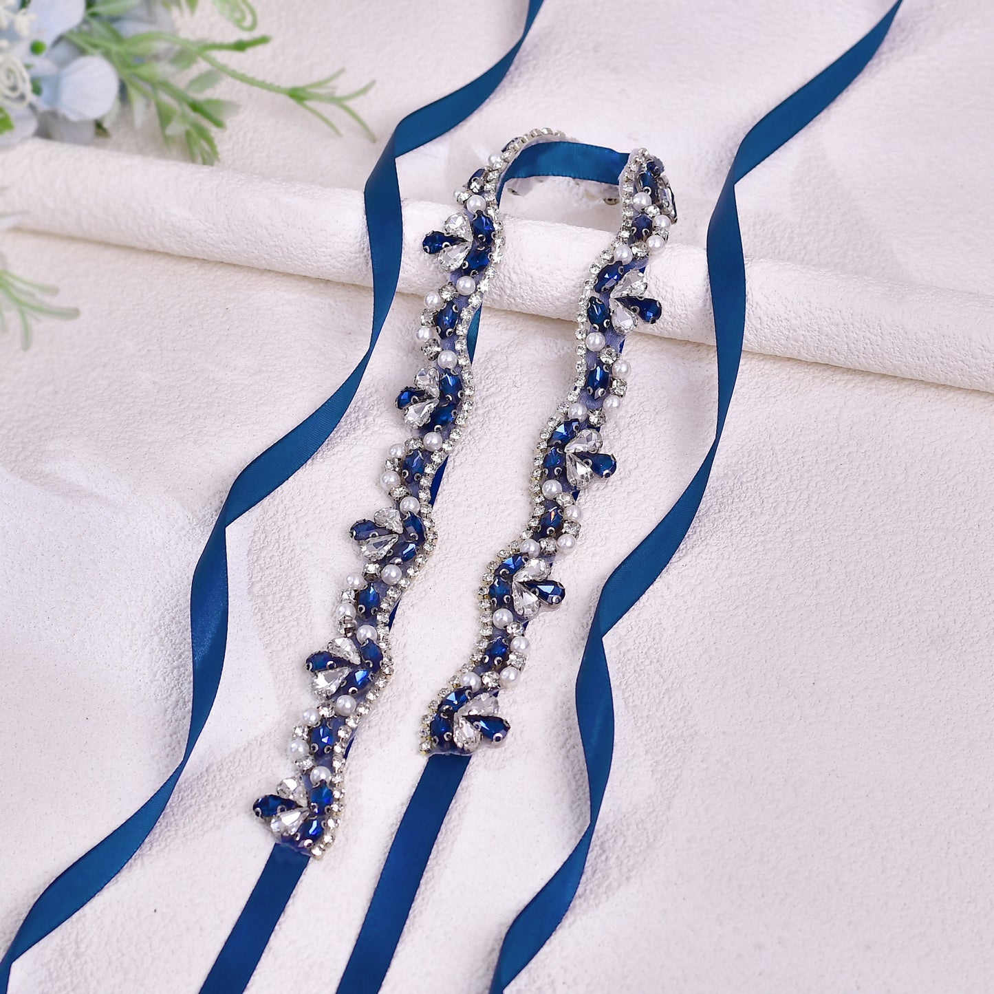 BRIDELLA BS421ML Womens Accessories Navy Blue Dress Wedding Belt
