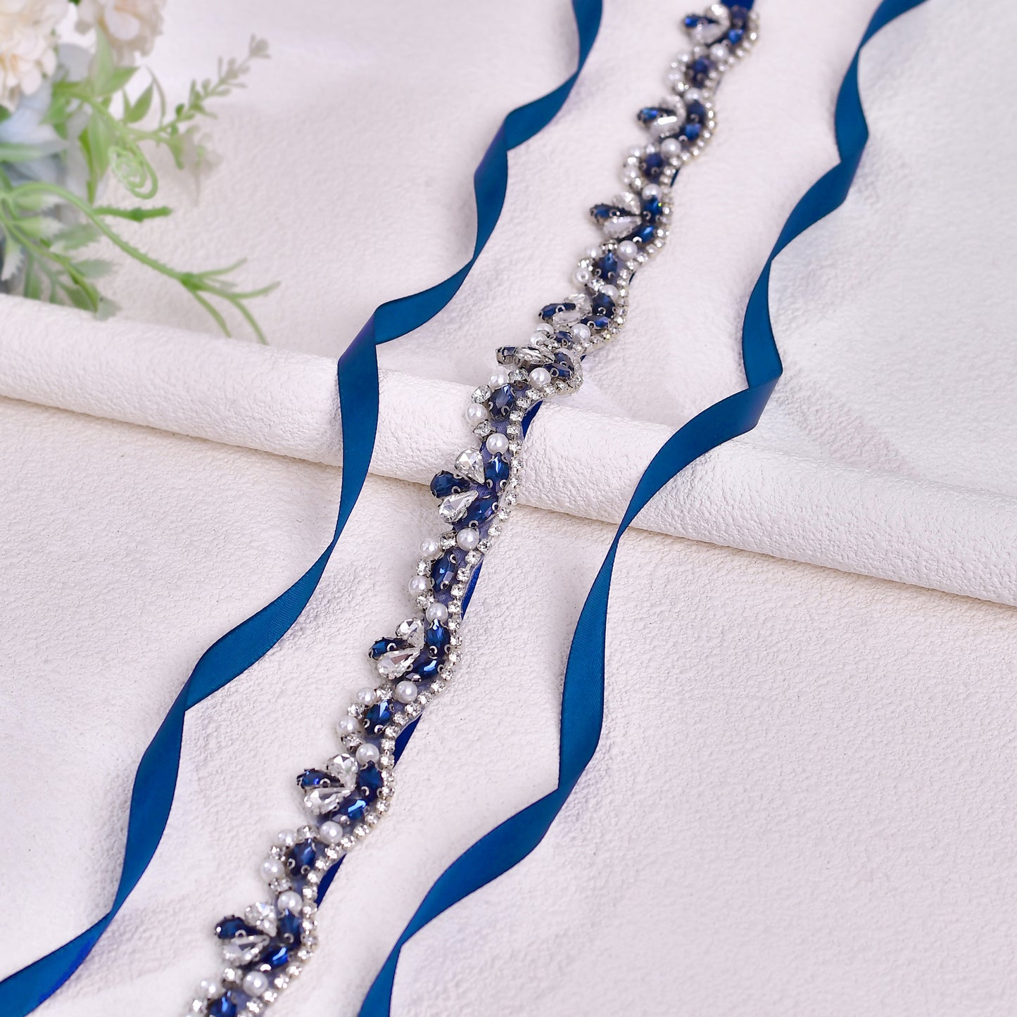 BRIDELLA BS421ML Womens Accessories Navy Blue Dress Wedding Belt