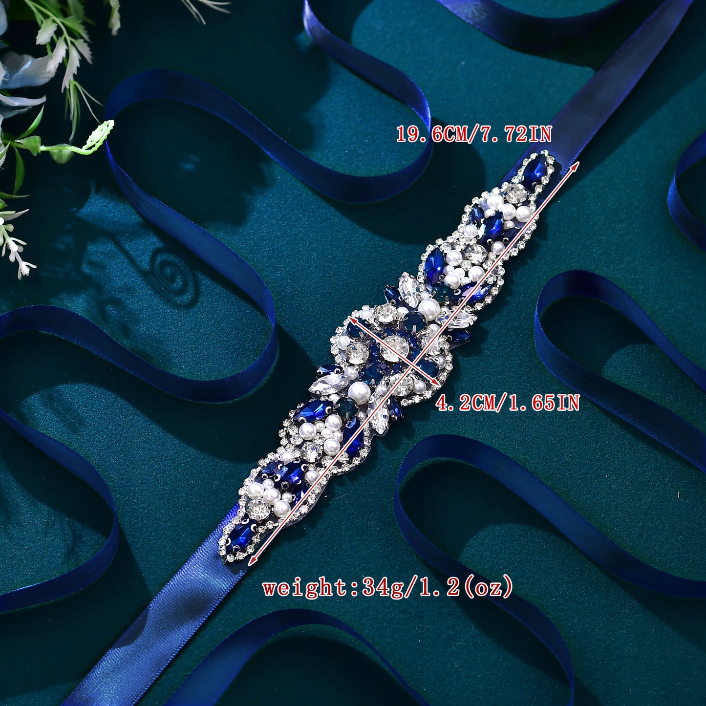 BRIDELLA BS162ML Party Womens Belt Jewelry Navy Blue Rhinestone Exquisite Model