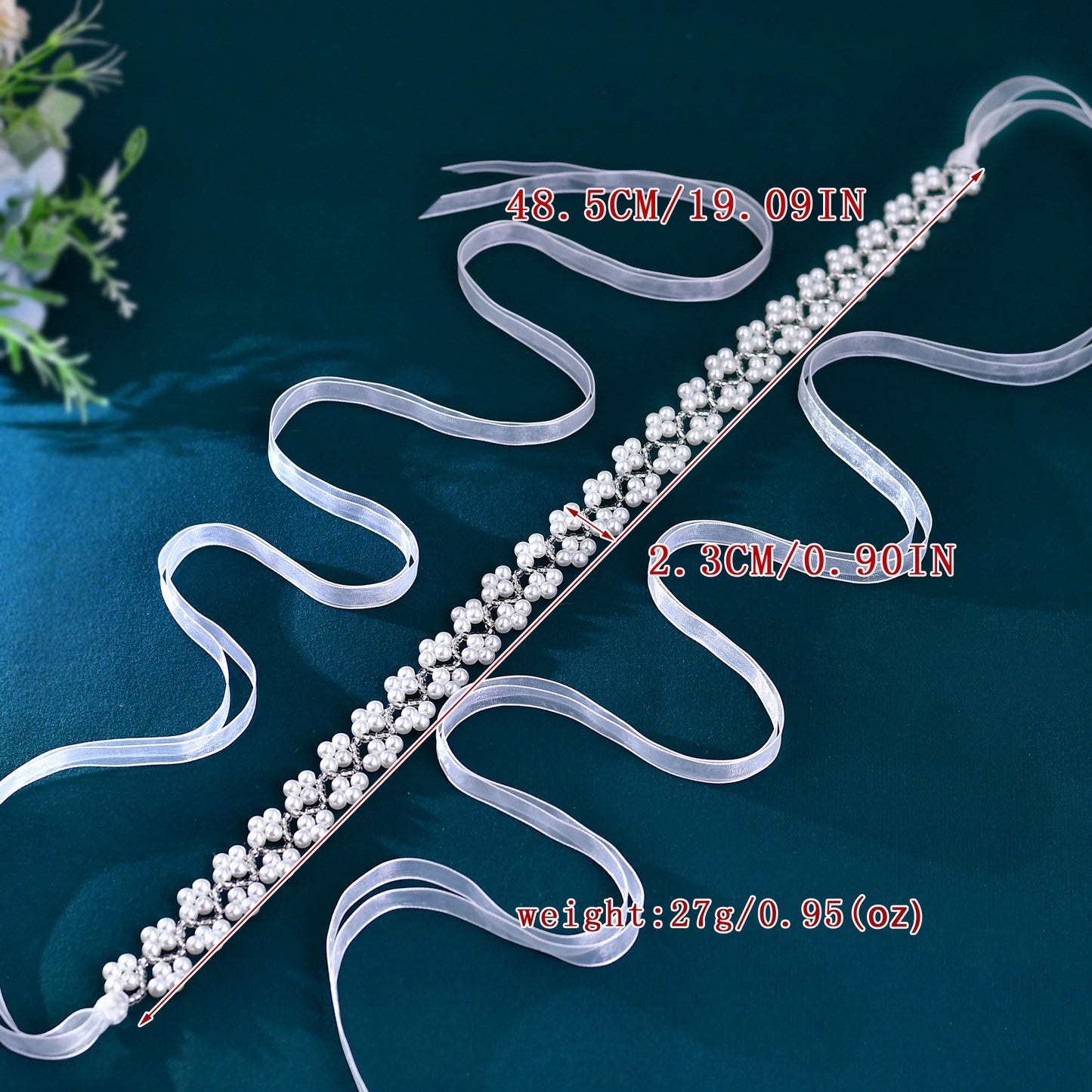 BRIDELLA BS147 Womens Party Dress Belts Elegant Pearl Womens Belts Organza Ties