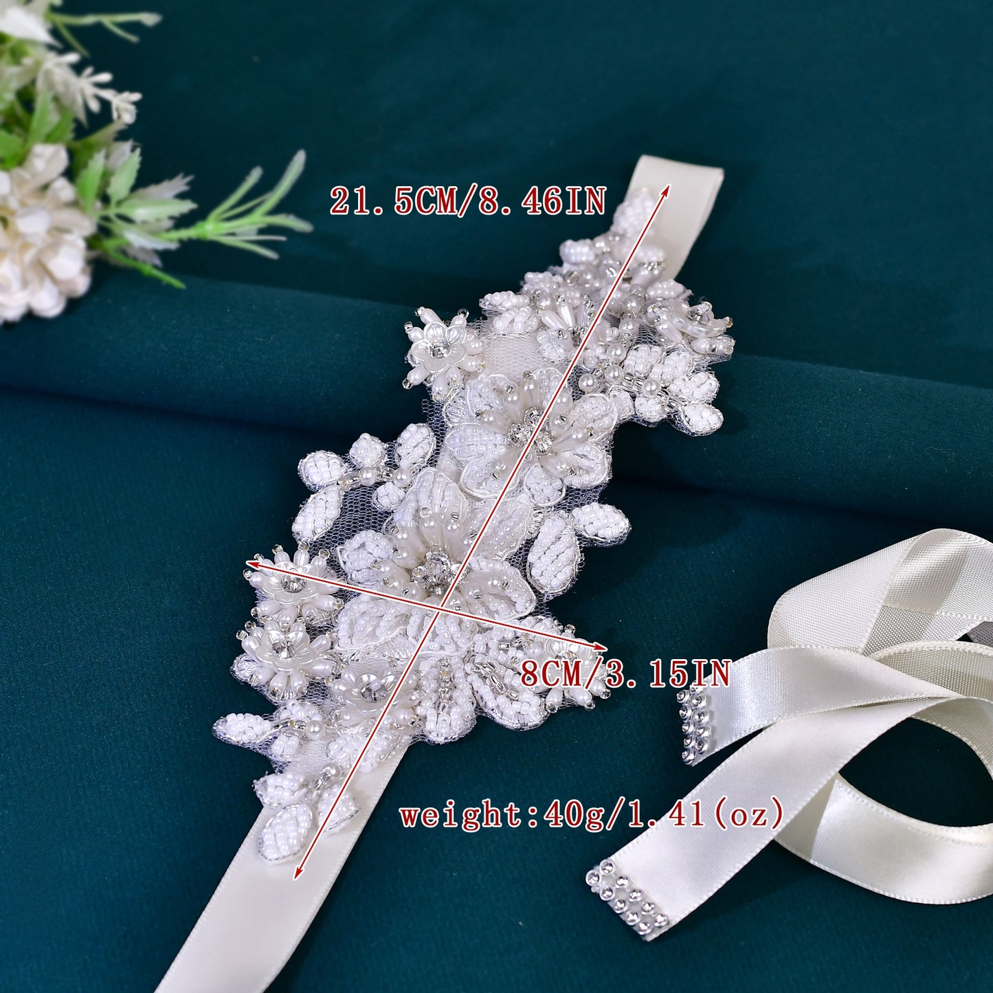 BRIDELLA BS484 Wedding Dress Belt Handmade Beaded Embroidery Lace Jewelry