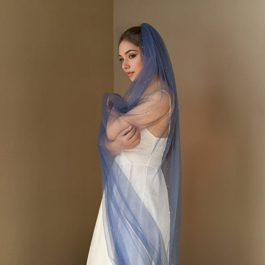 V268-LY3 blue mesh veil