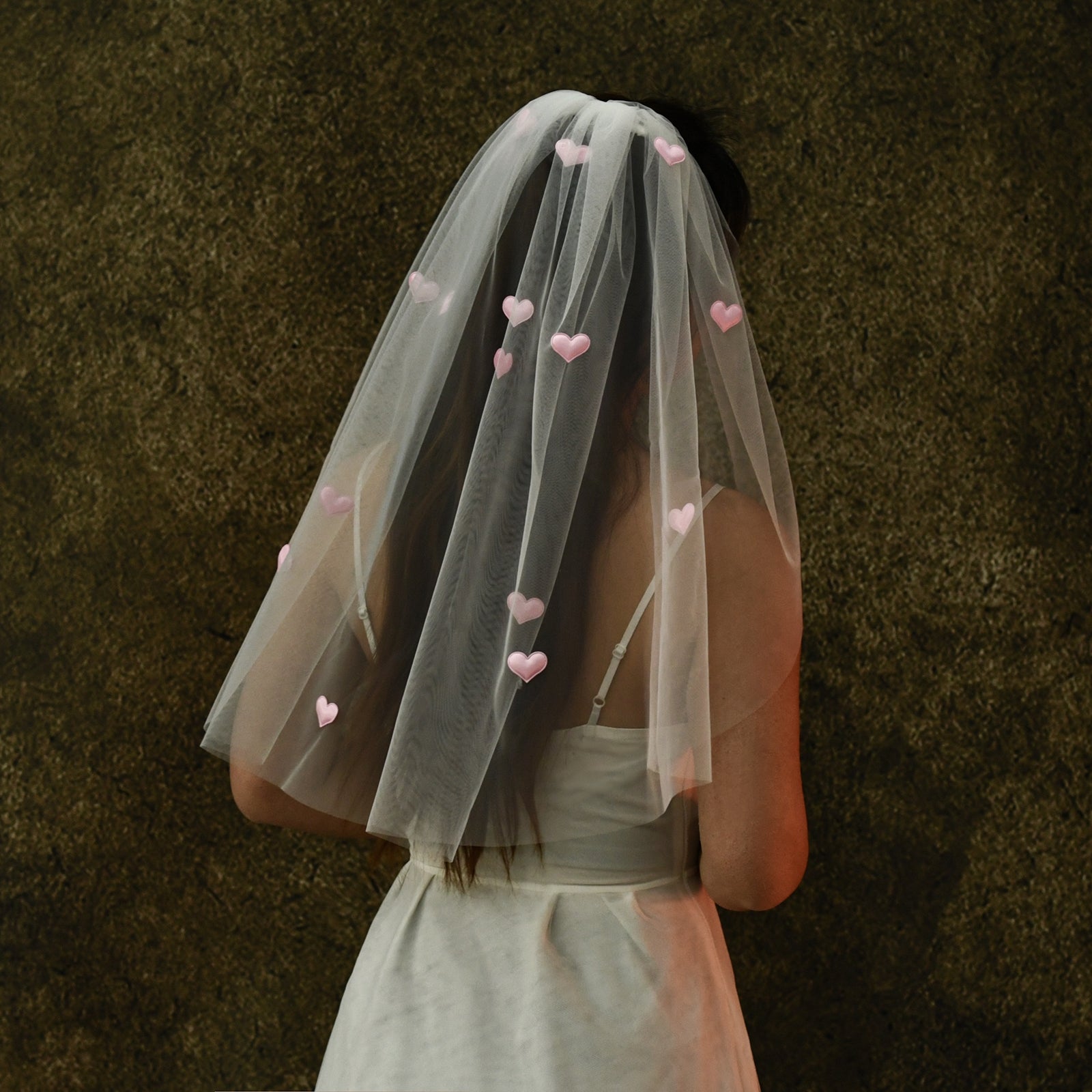 V271-IY0.6 pink mesh veil