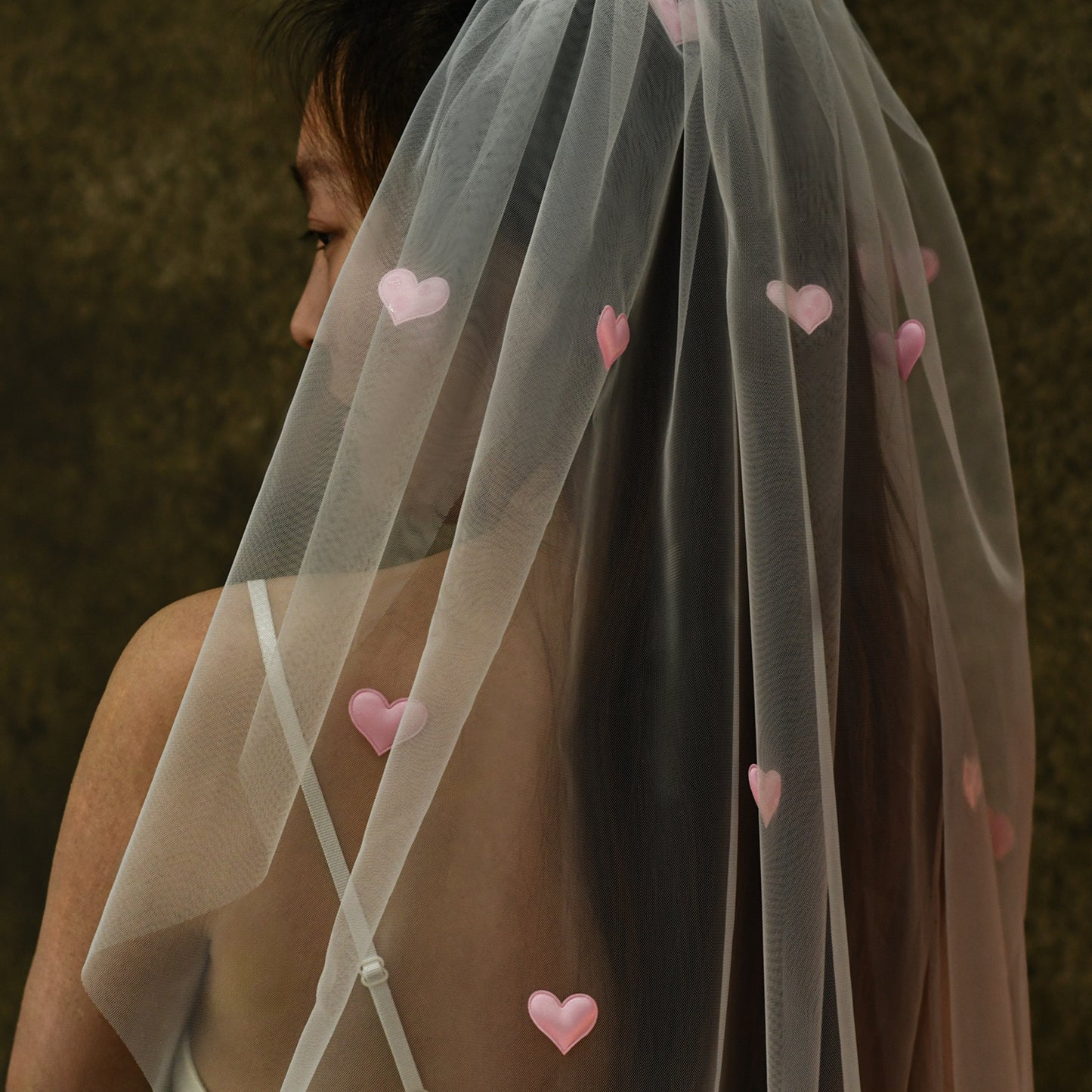 V271-IY0.6 pink mesh veil