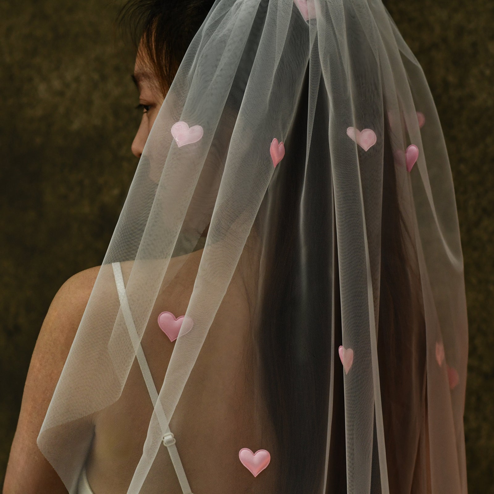 V271-IY0.6 pink mesh veil