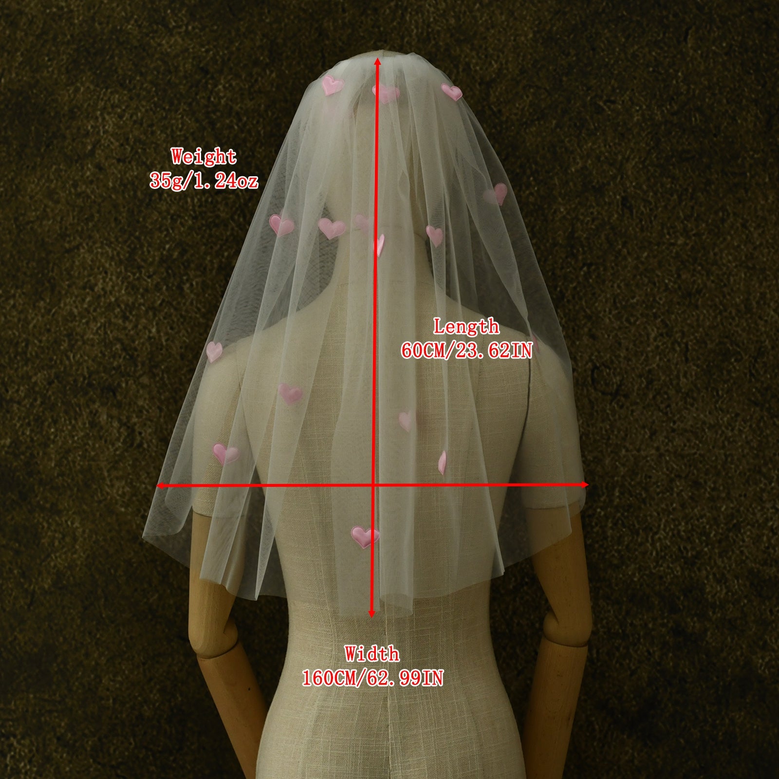 V271-IY0.6 pink mesh veil