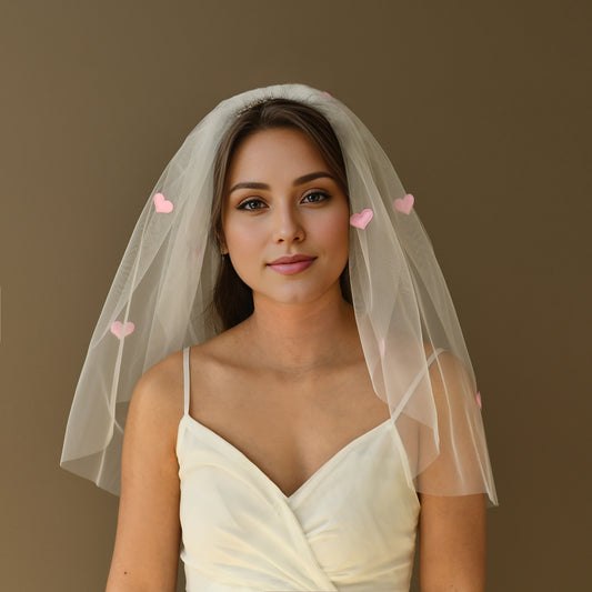 V271-IY0.6 pink mesh veil