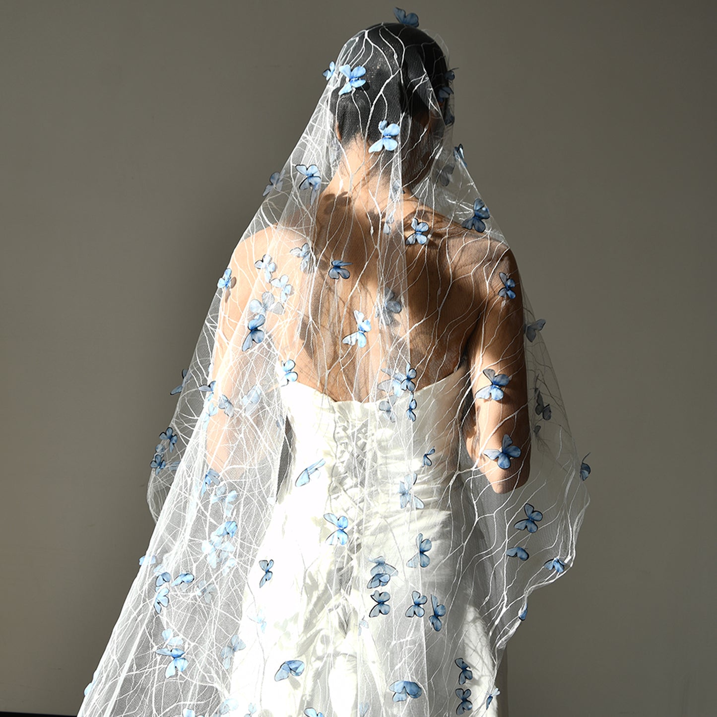 BRIDELLA BM43 Unique 3D Butterfly Wedding Veil for Brides Cathedral Length Wedding Bridal Veil Classic Long Bride Veil Soft Tulle Bridal Accessories for Bachelorette Party Bridal Wedding （No Comb）