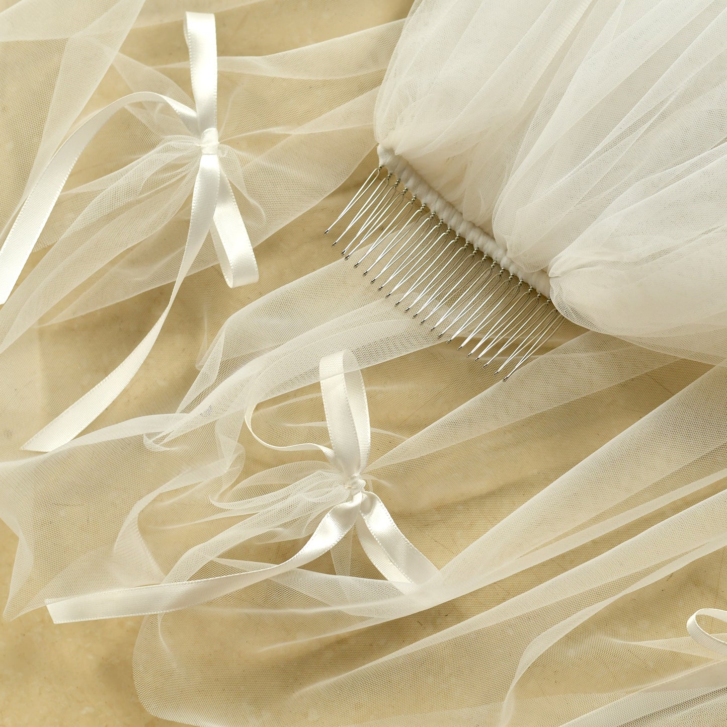 V296-IY2.9 ivory mesh hair comb