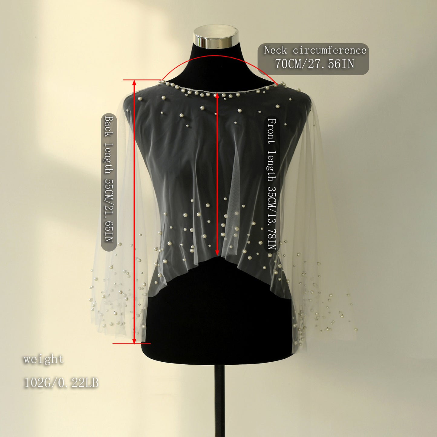BRIDELLA BMG36 Pearl Embellished Bridal Shawl Wedding Accessories Women's Small Shoulder Coverings Arms Are Suitable For Dress Matching