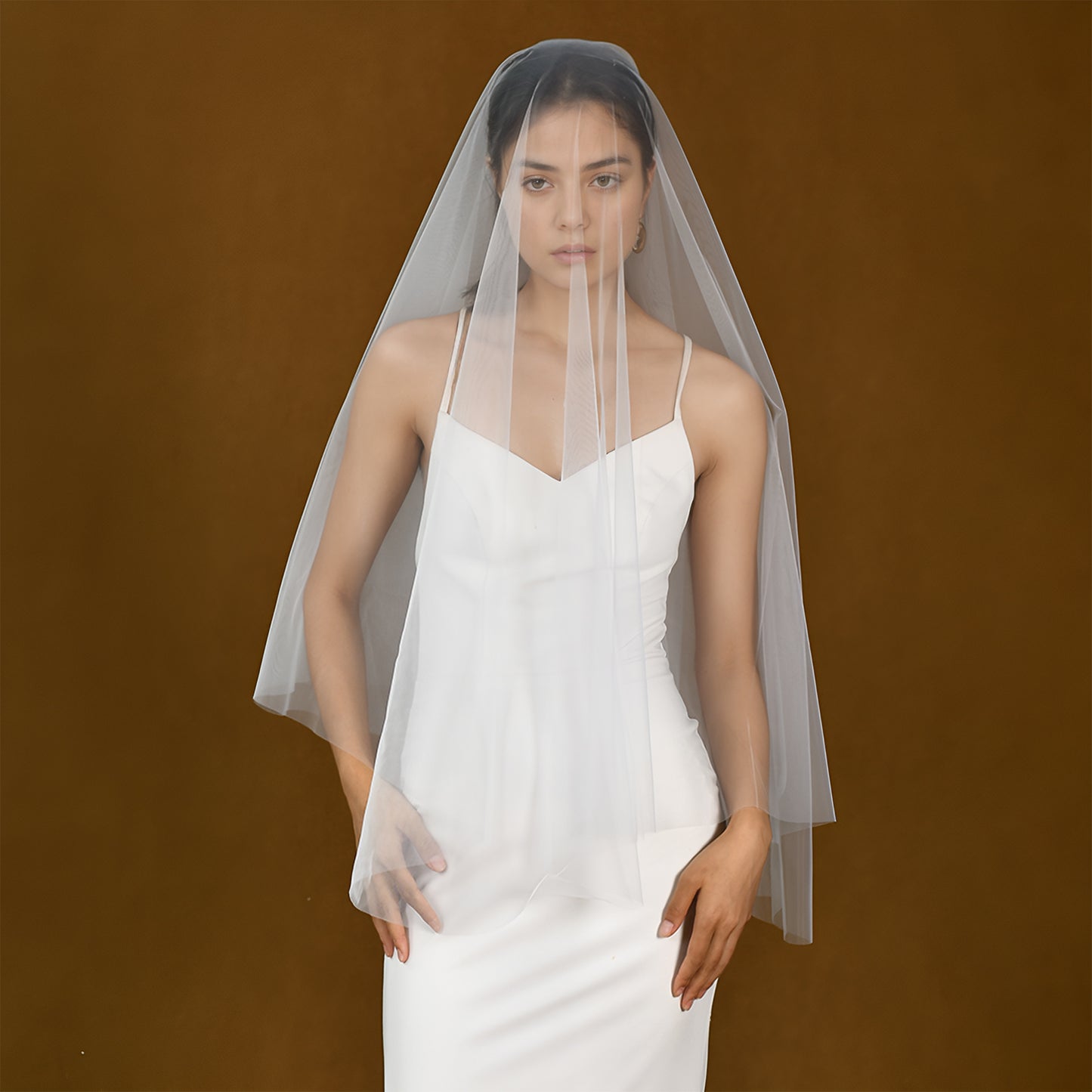 BRIDELLA BM51 Simple Single Layer Bridal Wedding Blusher Veil Wedding Dress Veil For Bride And Women Wedding Accessories (NO Comb)