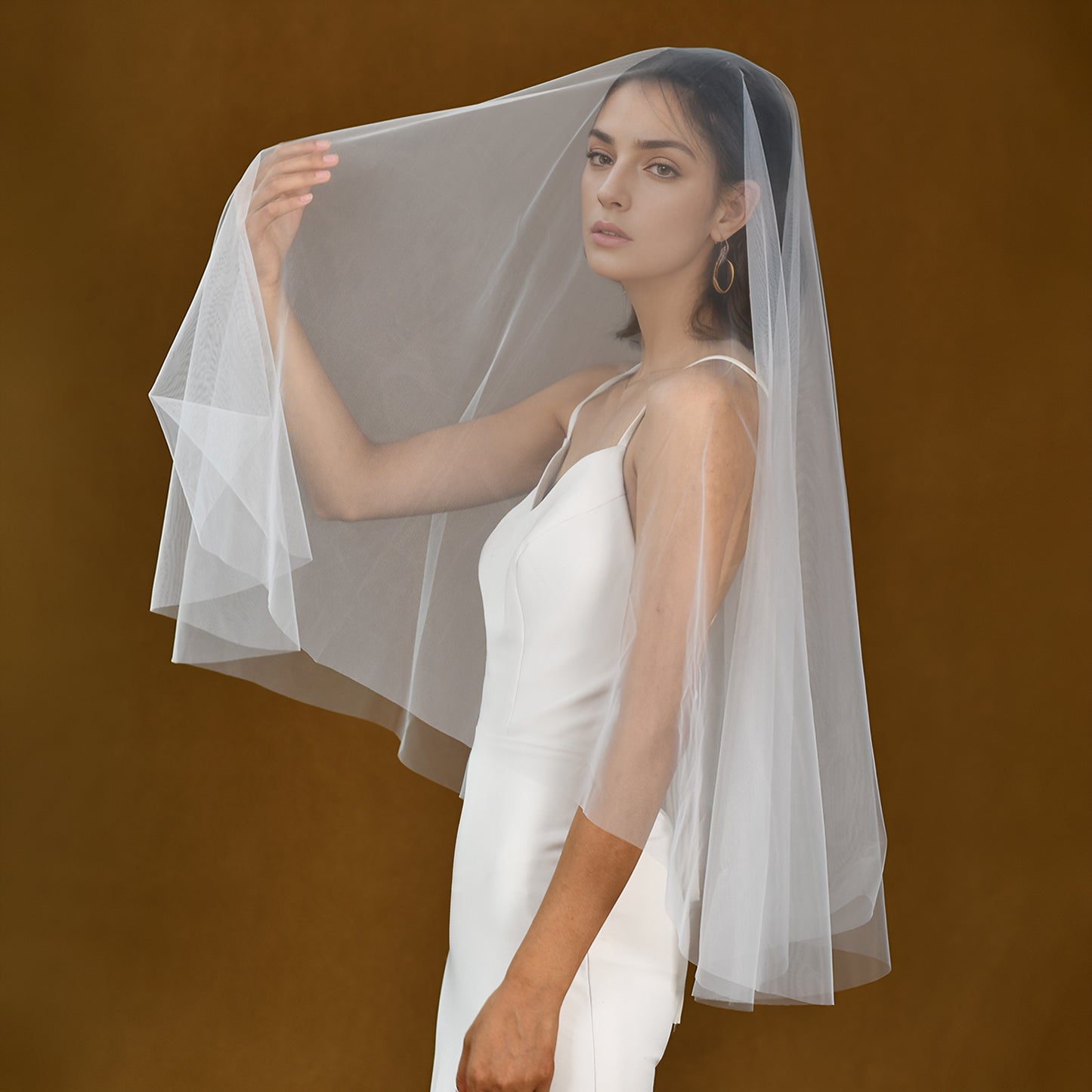 BRIDELLA BM51 Simple Single Layer Bridal Wedding Blusher Veil Wedding Dress Veil For Bride And Women Wedding Accessories (NO Comb)