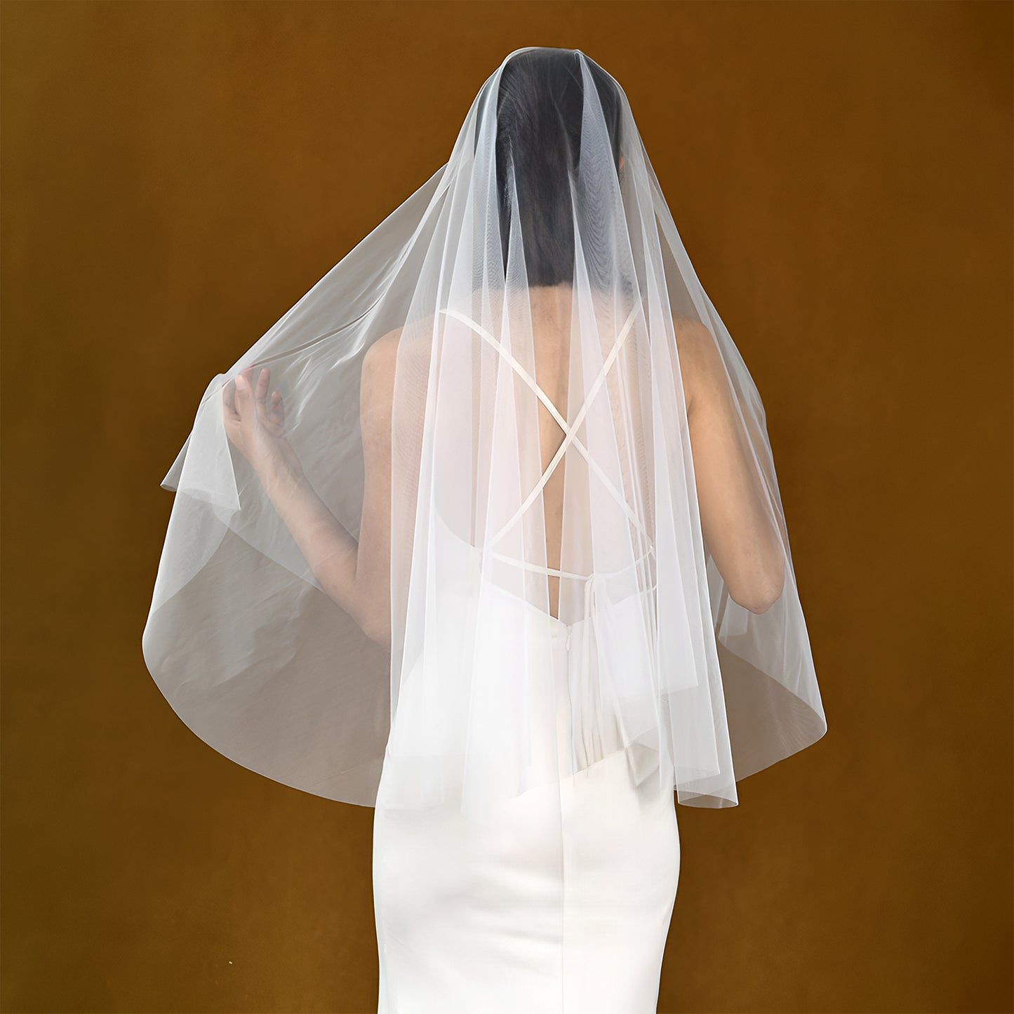 BRIDELLA BM51 Simple Single Layer Bridal Wedding Blusher Veil Wedding Dress Veil For Bride And Women Wedding Accessories (NO Comb)
