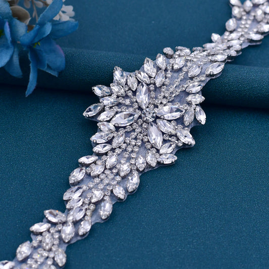 BS11-White silver rhinestone belt