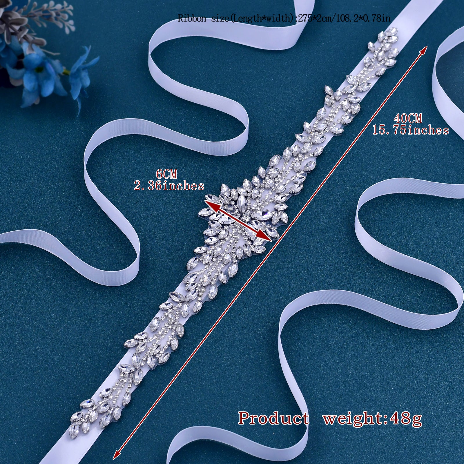 BS11-White silver rhinestone belt