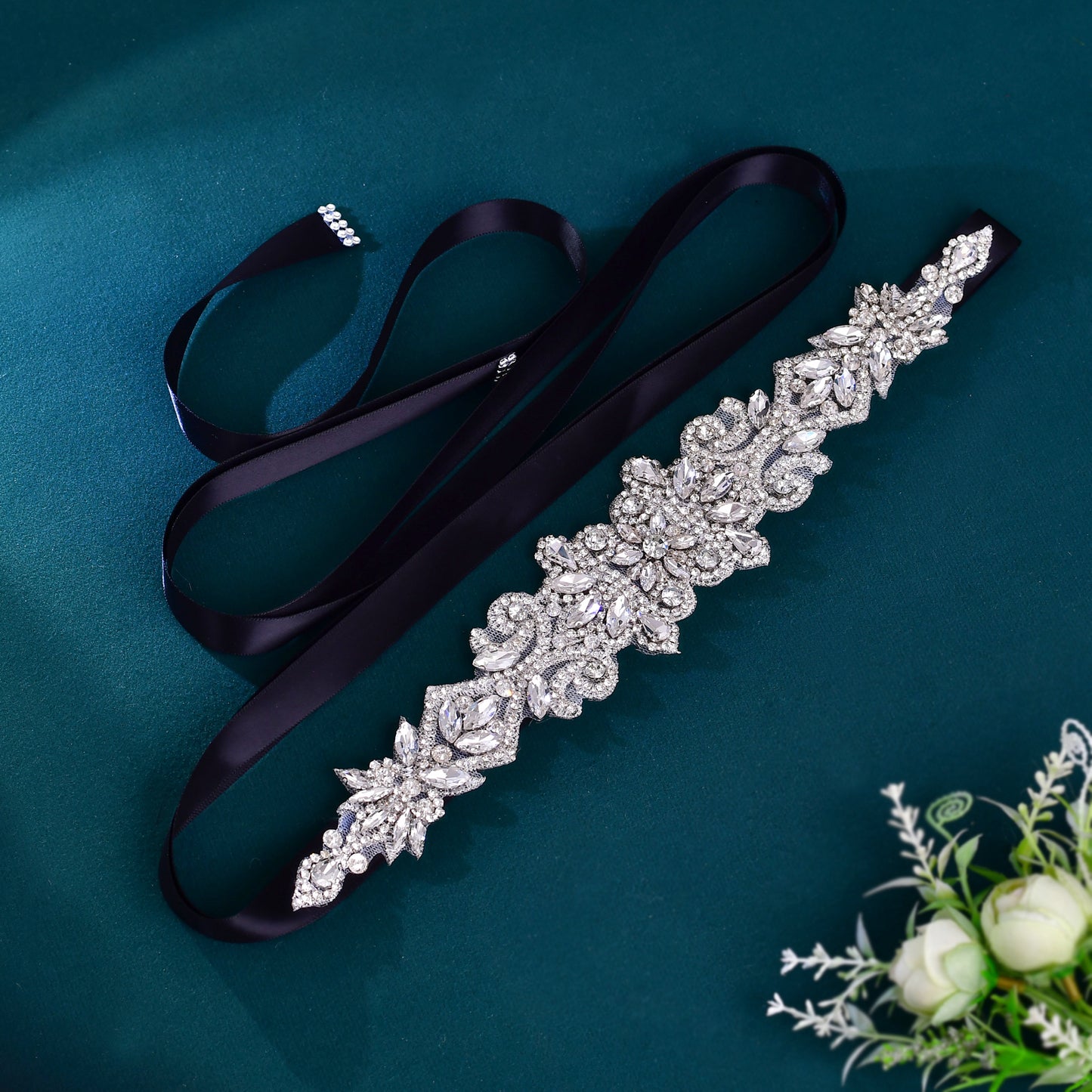 BRIDELLA BS12 Ladies Rhinestone Belt Adjustable Bow To Slim Waist Suitable For Weddings Parties And Daily Wear Plus Size And Regular Size
